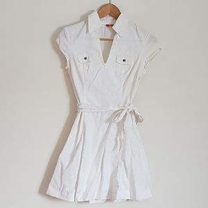 Esprit Cream Flared Skirt Tie Waist Dress